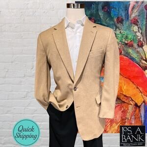 Jos A Bank Mens 44L Golden Tan Camel Hair Sport Coat Blazer Jacket